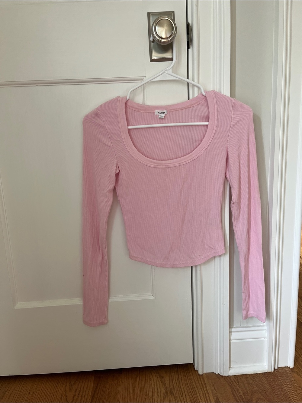 Garage Light Pink Long Sleeve Scoop Neck Top